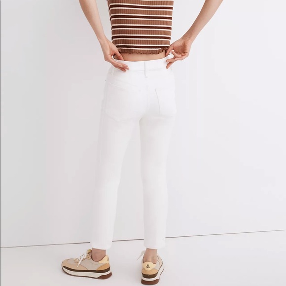 NWT Madewell Tile White The Perfect Vintage Crop Jean Knee Rip Edition Size 23 - Picture 4 of 16
